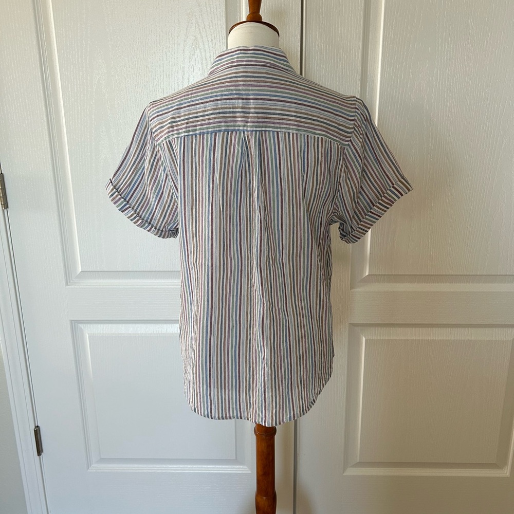 Madewell Chronicle Rainbow Stripe Casual Button Down Cotton Shirt - Picture 4 of 6